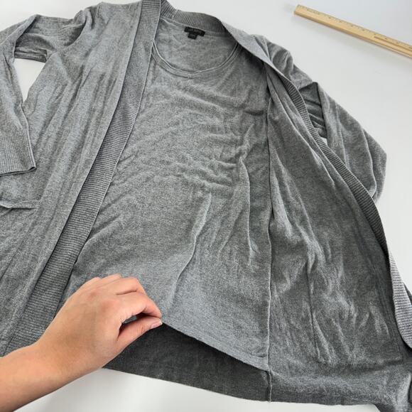 J.Jill Sweater Womens Small Grey Attached Tank Cardigan Silk Cotton - Picture 8 of 8